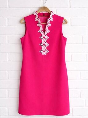 Vince Camuto Hot Pink Embroidered Shift Dress NWT Size 12